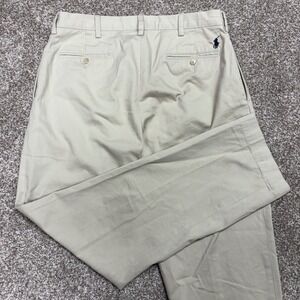 Polo Ralph Lauren Ethan Pant Mens Khaki Pleated Cotton Casual Dress Pants 34x32